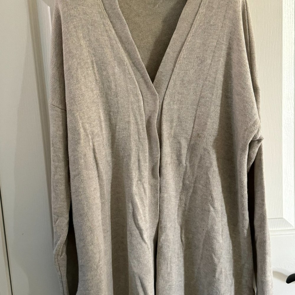 Ann Taylor Relaxed Open Cardigan Cotton, Acrylic, Cashmere Blend. Oatmeal XL